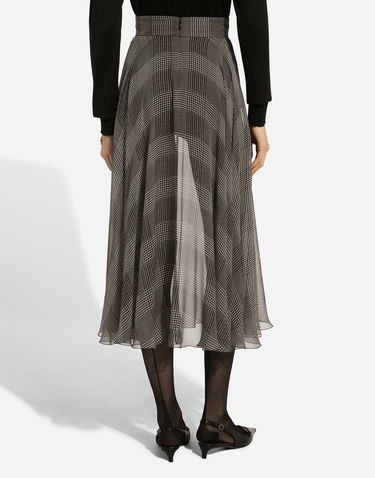 Sukňa Dolce & Gabbana Dolce & Gabbana Silk Chiffon Calf-Length Circle Skirt with Glen Plaid Print Hnedá | F4CSOTIS1WDHH5GW, 2