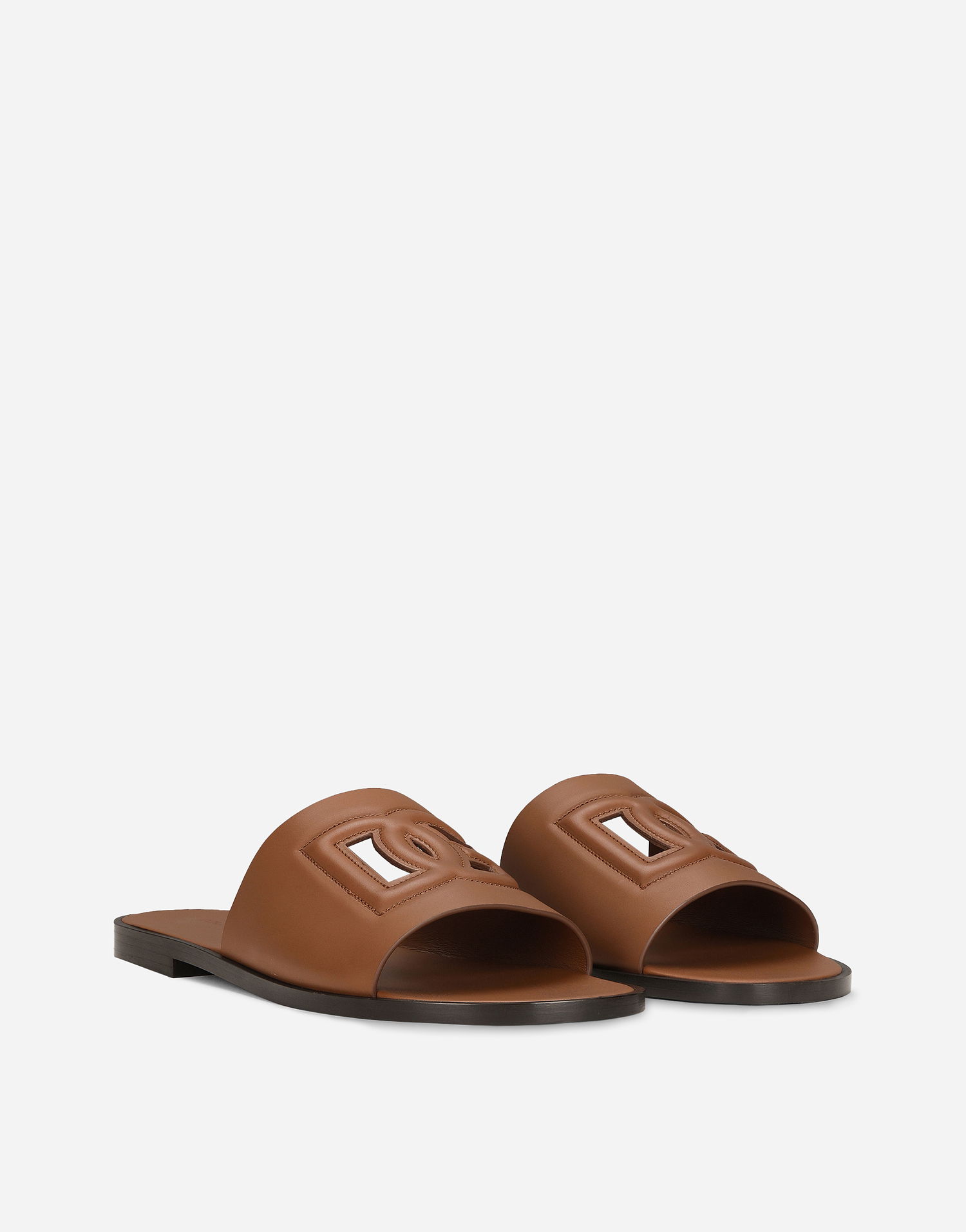 Doplnky Dolce & Gabbana Dolce & Gabbana Calfskin Sliders Hnedá | A80397AO60281236, 1