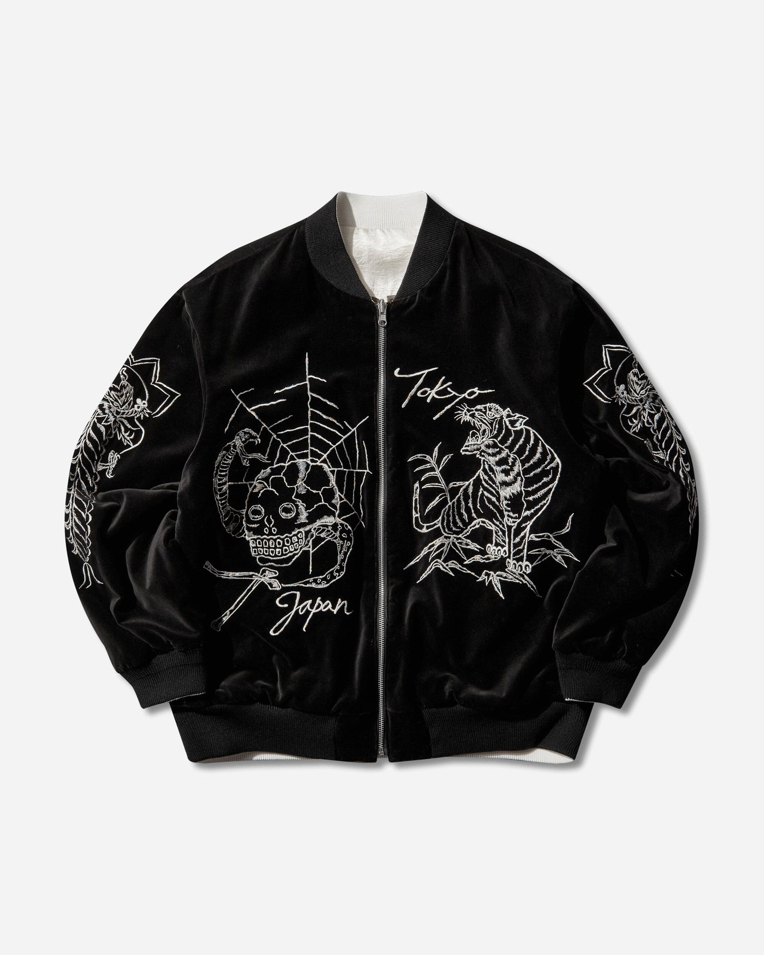 Bomber bunda Neighborhood Velvet Tokyo Japan Souvenir Jacket Čierna | 252AQNH-JKM03 BLACK, 1