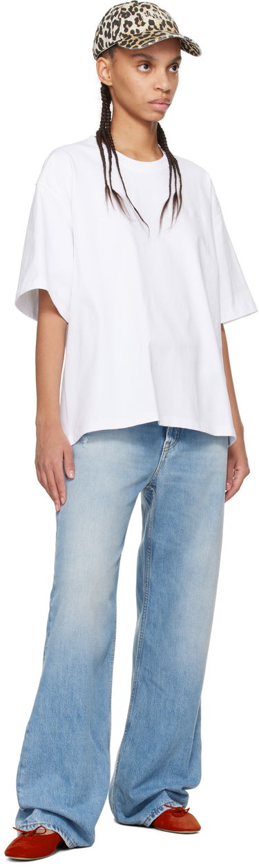 Tričko GANNI Ganni Heavy Cotton Drop Shoulder Open Back T-Shirt Biela | T4066, 3