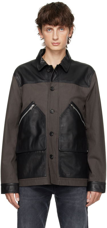 Bunda Paul Smith PS Paul Smith Paneled Leather Jacket Šedá | M2R-319YL-L21450, 0