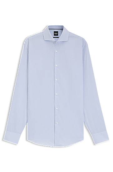 Košeľa BOSS Slim-fit Striped Cotton Twill Shirt Modrá | 50545826