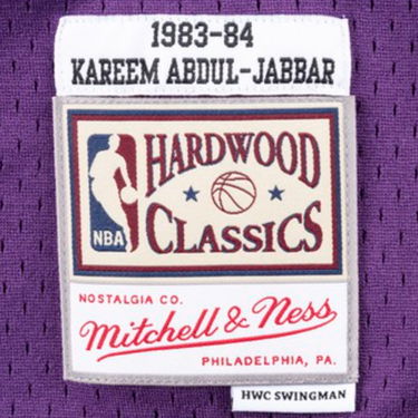 Dres Mitchell & Ness Los Angeles Lakers Kareem Abdul-Jabbar Swingman Jersey Fialová | SMJYAC18109-LALPURP83KAB, 1