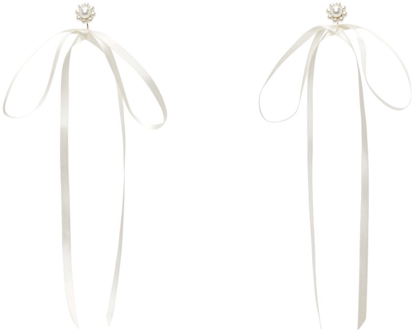 Náušnice Simone Rocha Simone Rocha Bow Ribbon Stud Earrings Biela | ERG389 0904, 0