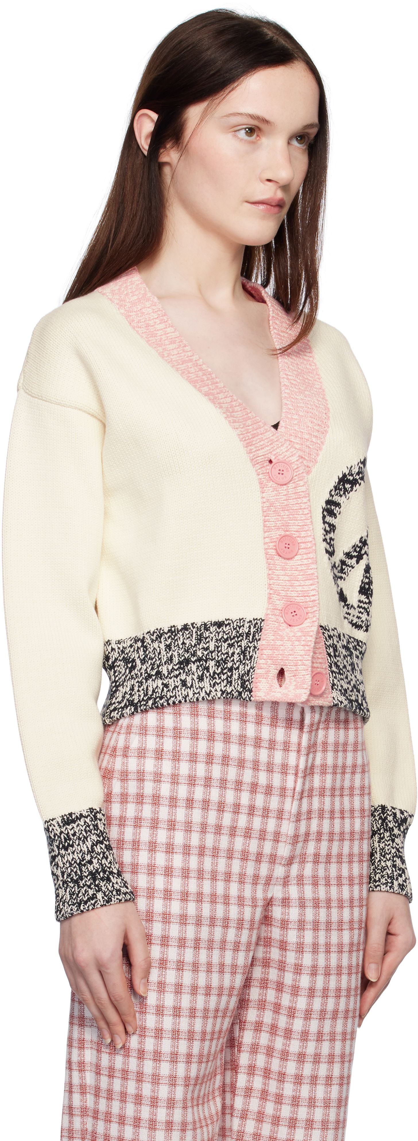 Sveter Moschino Urban Peace Sign Cardigan Béžová | 251K10918, 1