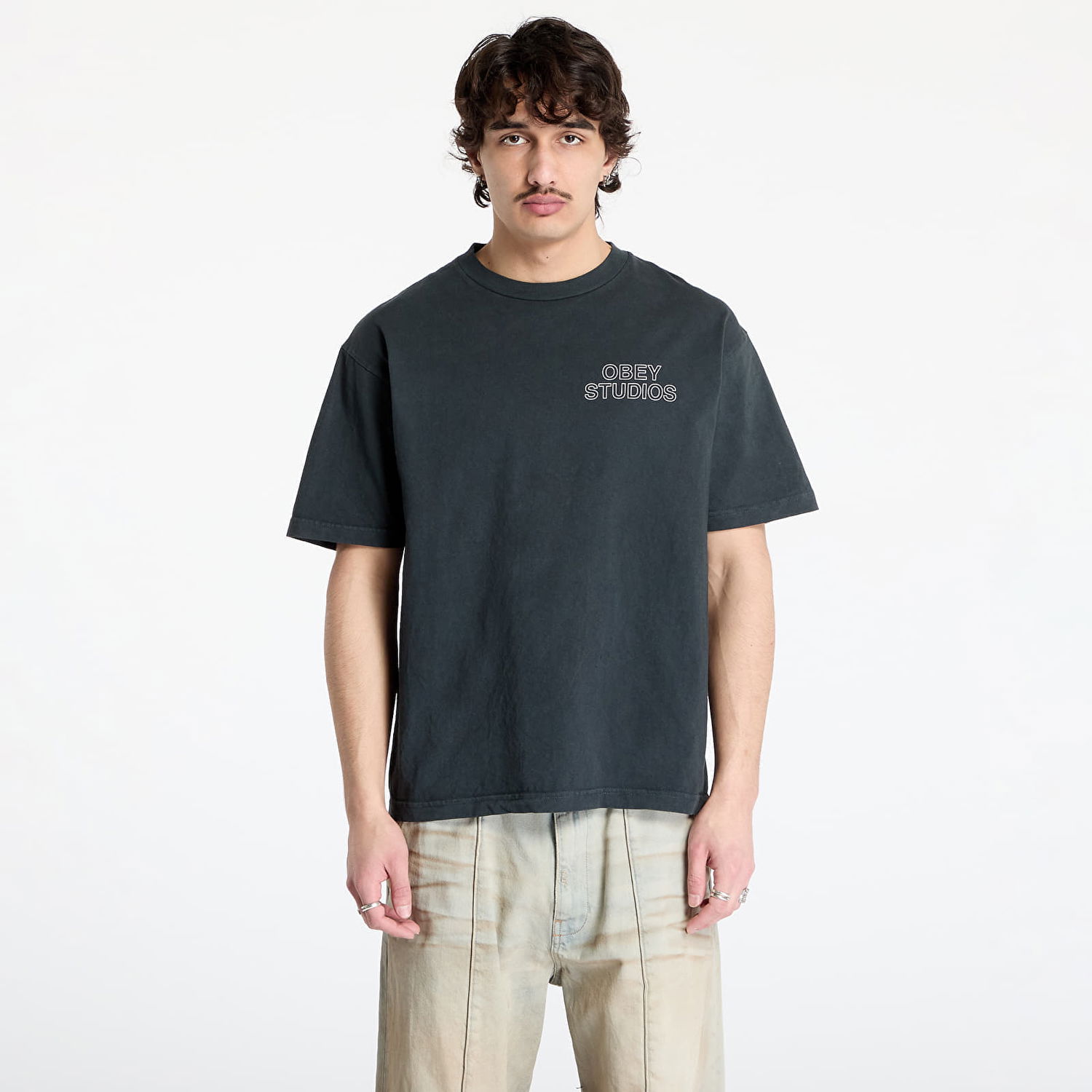 Tričko OBEY OBEY Studios Outline T-Shirt Čierna | 167924095-PTB, 0