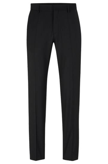 Nohavice BOSS Slim-Fit Virgin-Wool Blend Trousers Čierna | 50482735, 0