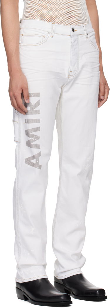 Džínsy AMIRI AMIRI Army Logo Painted Slim Workman Jeans Zelené | AMDNSM1018, 4