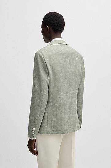 Bunda BOSS Slim-Fit Micro-Patterned Blazer Zelené | 50540742, 1
