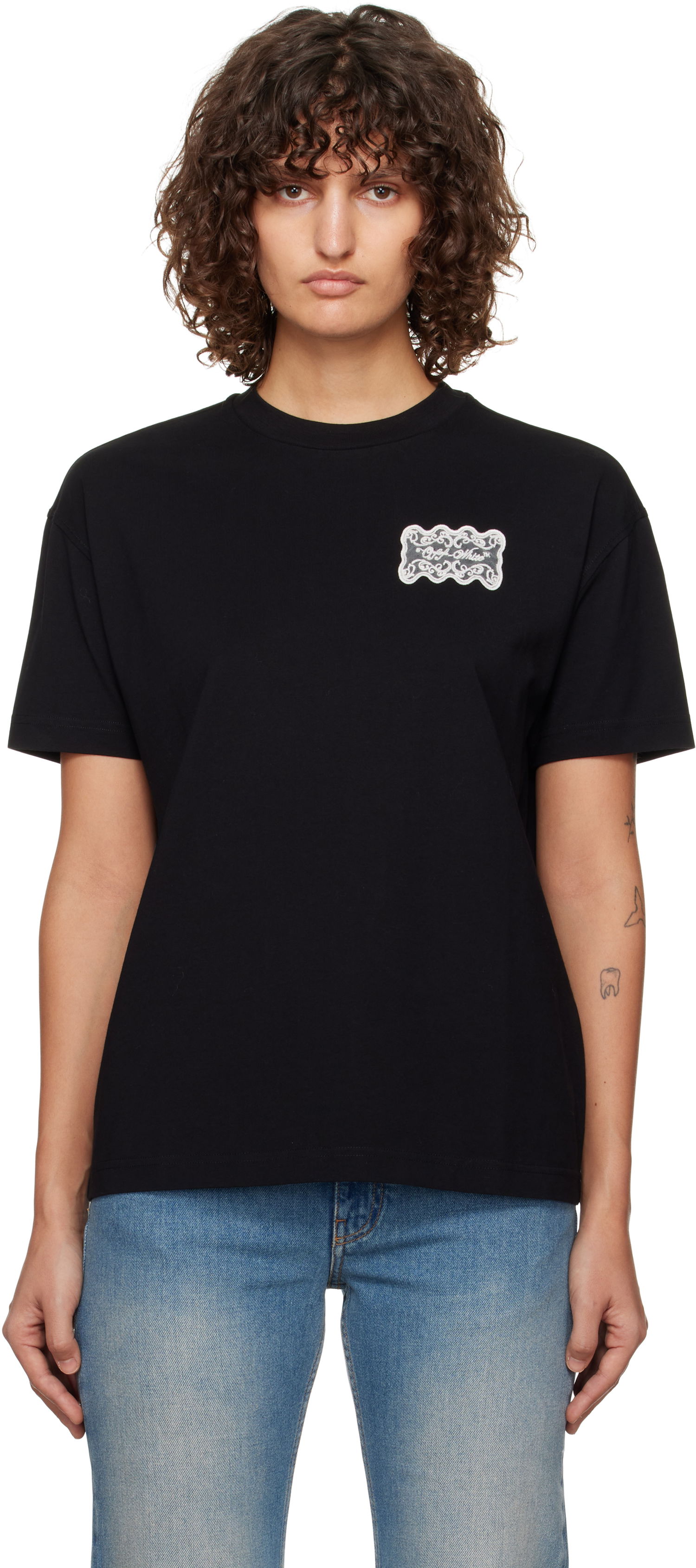 Tričko Off-White Lace Label Regular T-Shirt Čierna | OWAA089F24JER0071001, 0