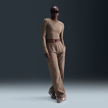 Crop Top Nike Sportswear Chill Knit Cropped Long Sleeve Top Hnedá | HF5322-214, 2