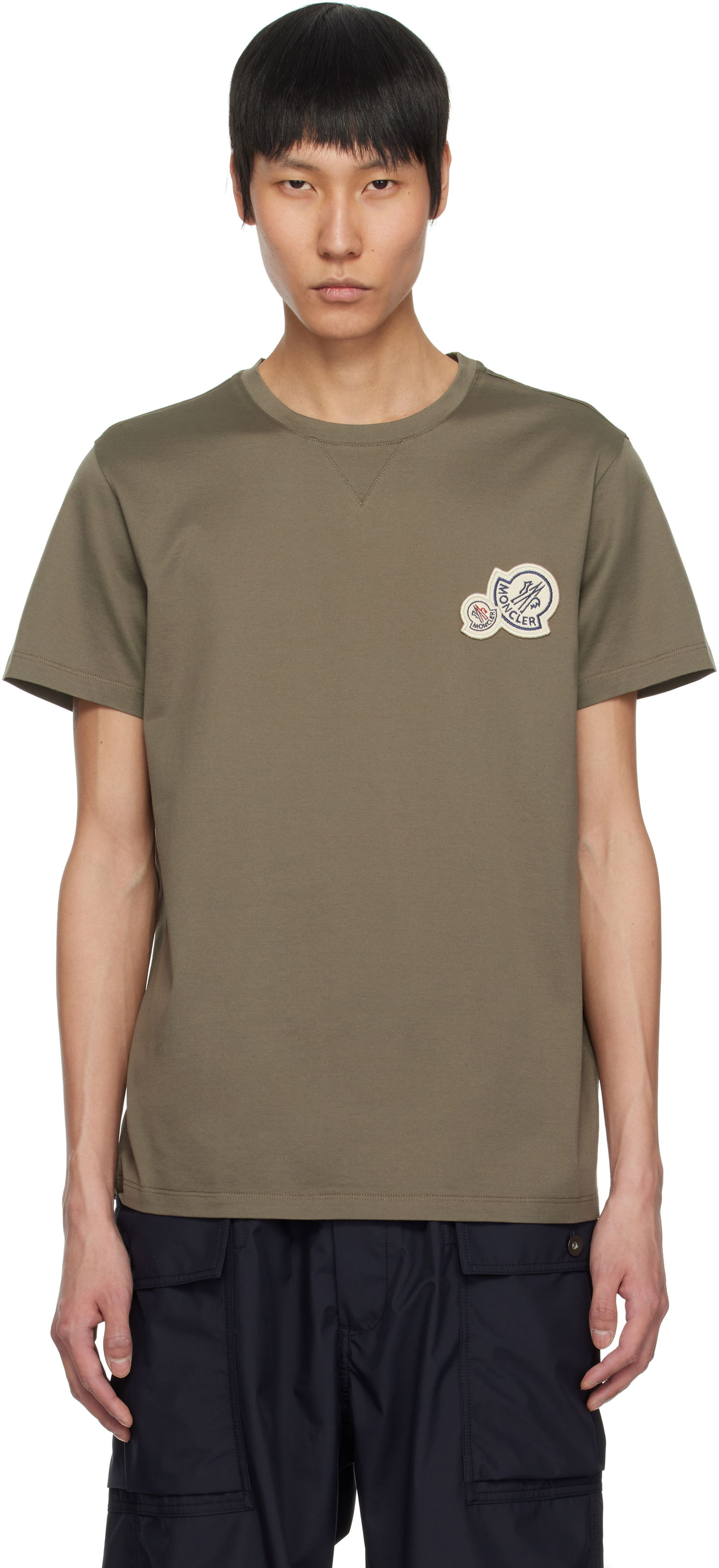 Tričko Moncler Moncler Double Logo Patch Cotton T-Shirt Zelené | K10918C000768390Y, 0