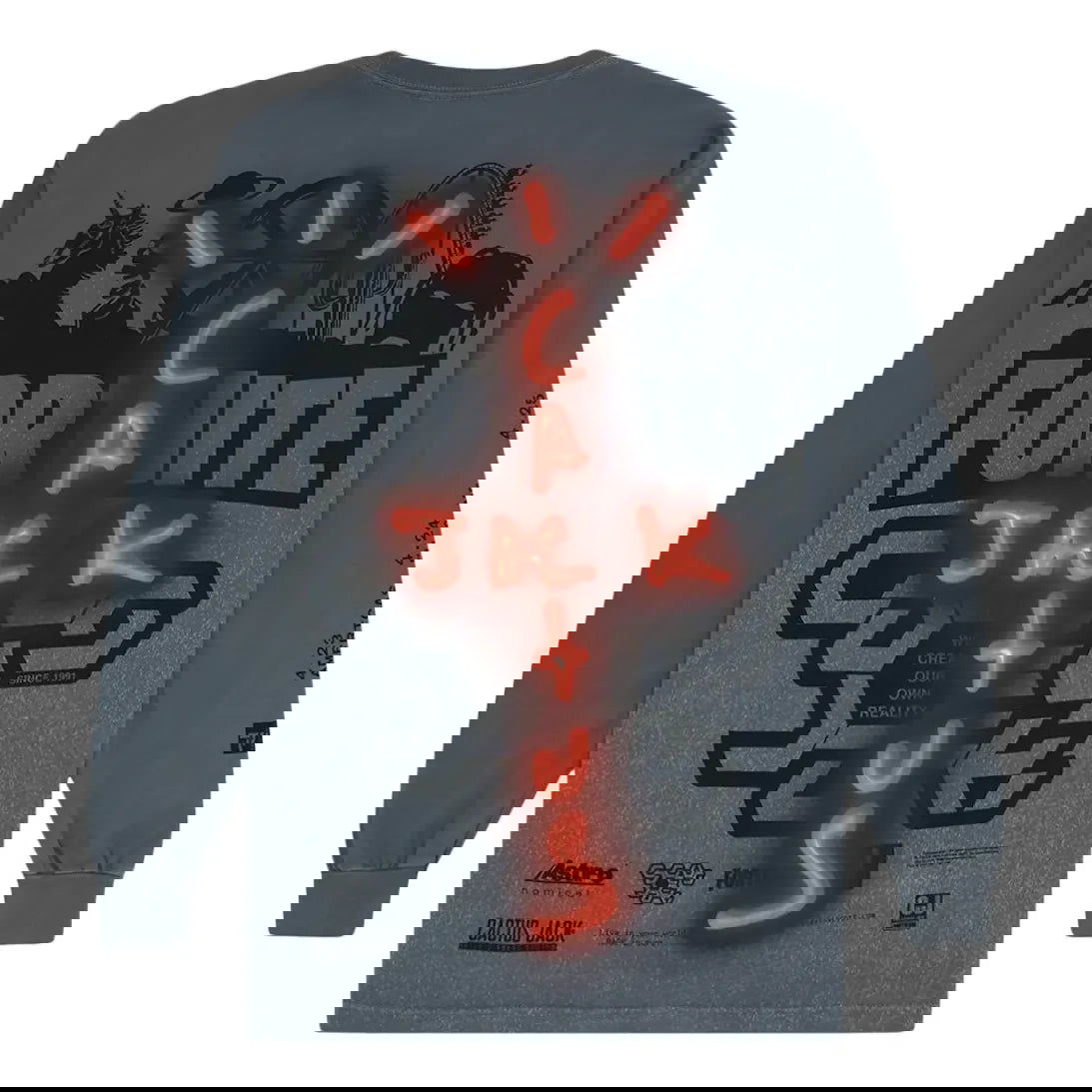 Tričko Cactus Jack by Travis Scott Travis Scott Back Bling Long Sleeve T-Shirt Šedá | TC-370, 0