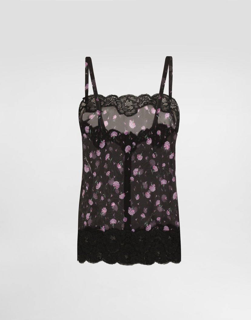 Tielko Dolce & Gabbana Carnations-print Chiffon Top Rôznofarebný | F7BJ3TIS10ZHN5XX