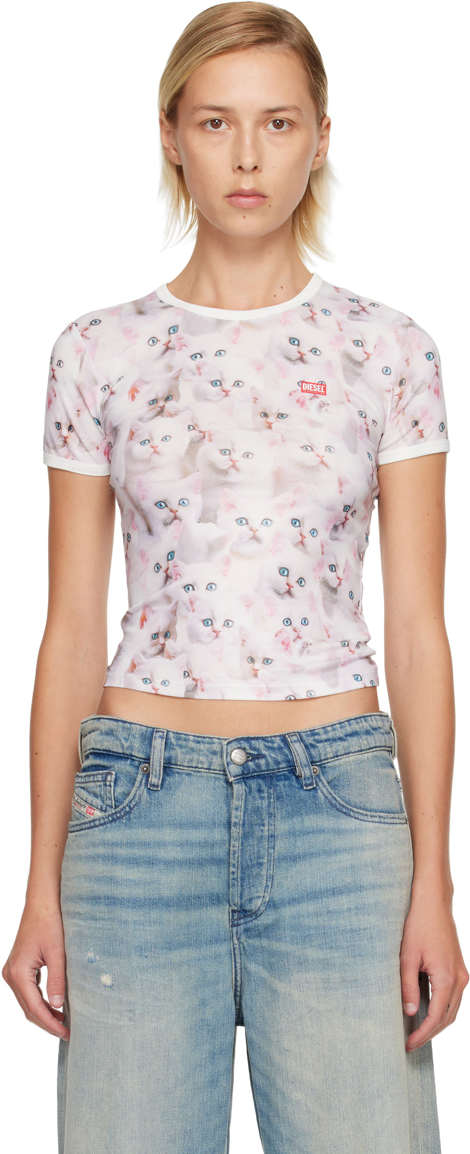 Crop Top Diesel Cropped Cat Print T-Unclau T-shirt Rôznofarebný | A18555 0JLCC, 0