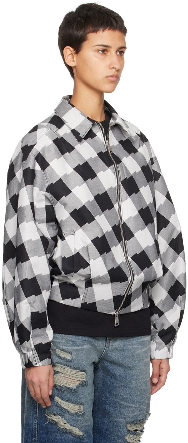 Check Print Zip-Up Jacket
