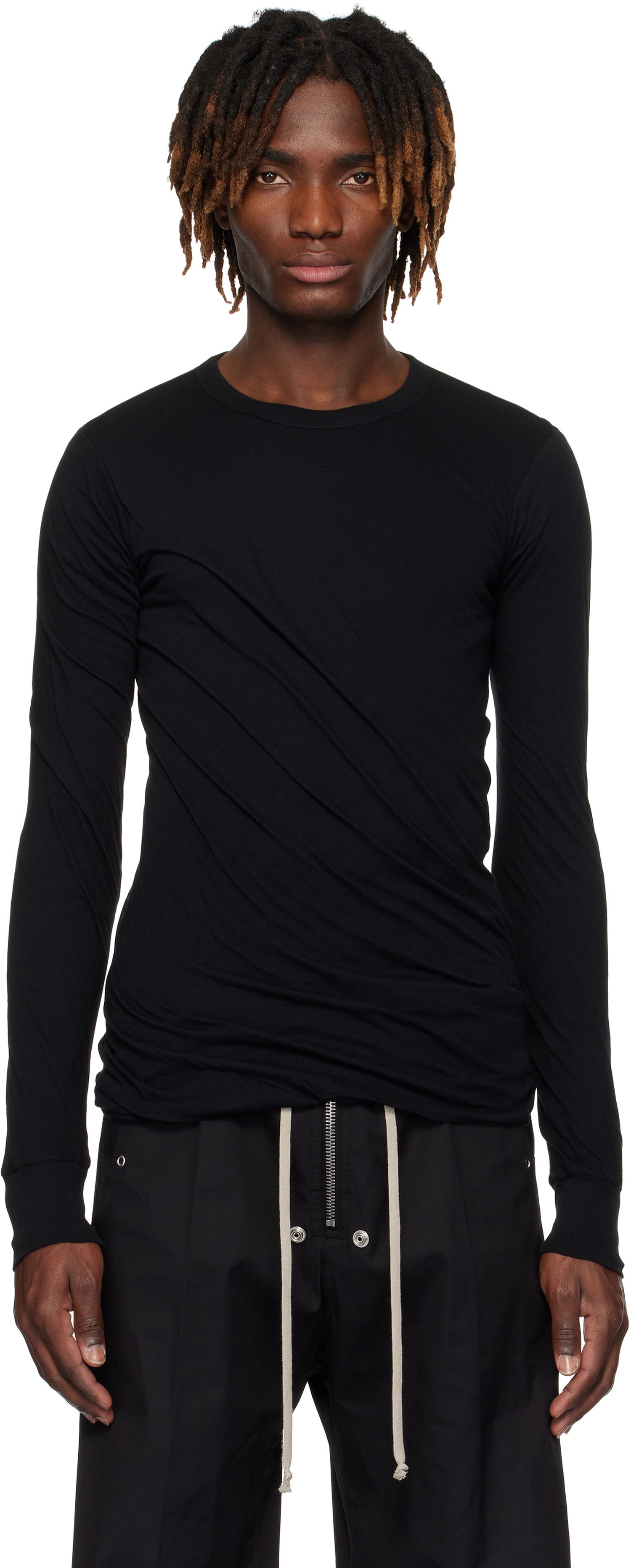 Tričko Rick Owens Rick Owens Hollywood Double Long Sleeve T-Shirt Čierna | RU01E5257 UC, 0