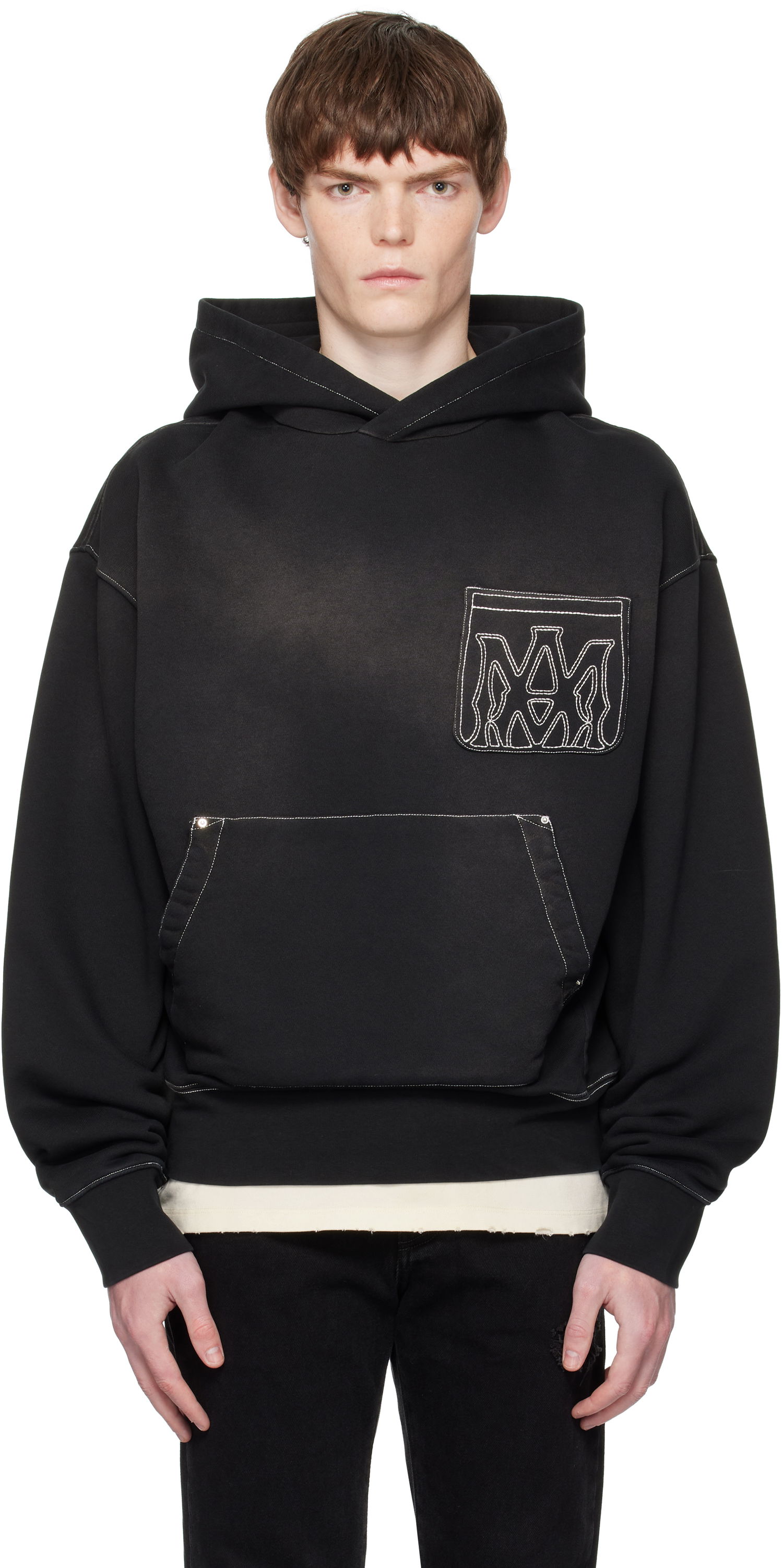 Mikina AMIRI AMIRI MA Outline Oversized Hoodie Čierna | AMJYHD1120, 0