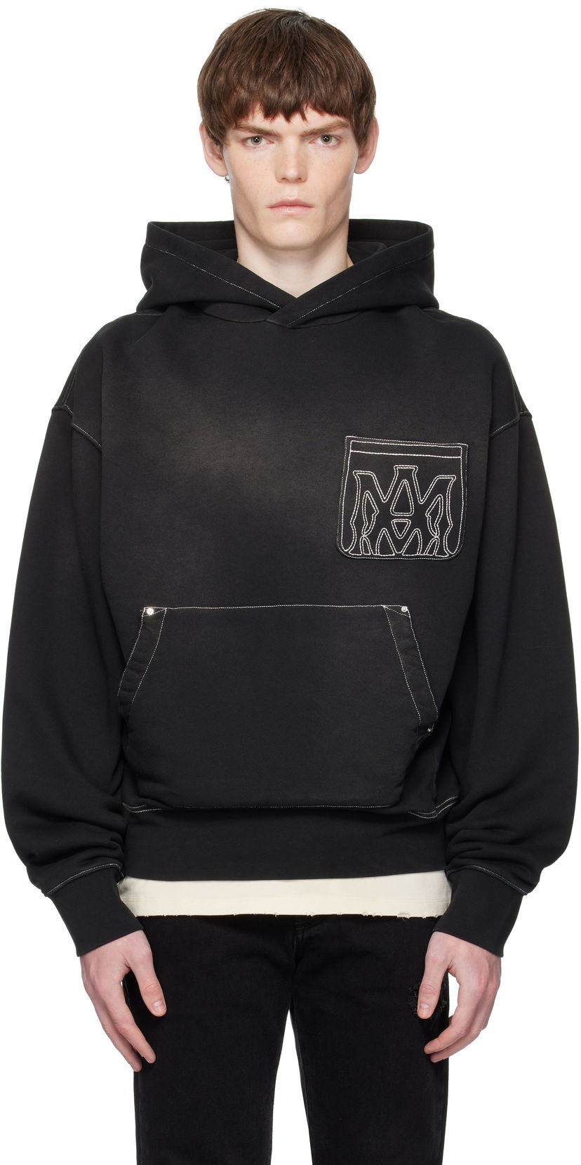 Mikina AMIRI AMIRI MA Outline Oversized Hoodie Čierna | AMJYHD1120