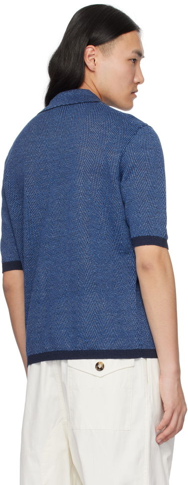 Polo tričko Bottega Veneta Bottega Veneta Chevron Knit Linen Polo Modrá | 809716V4VW04443, 2