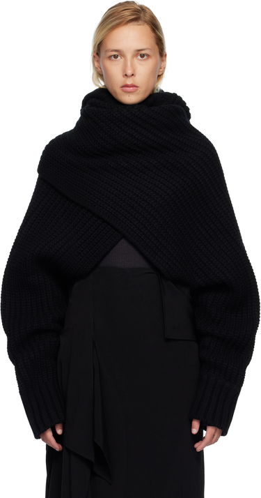 Sveter sacai Oversized Wool Knit Crossover Turtleneck Čierna | 25-08201, 0