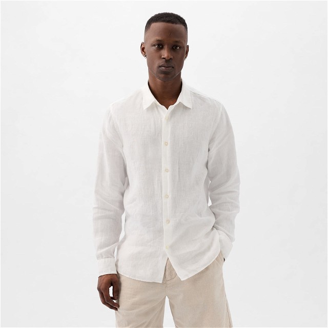 Longsleeve Linen Shirt Optic White V6