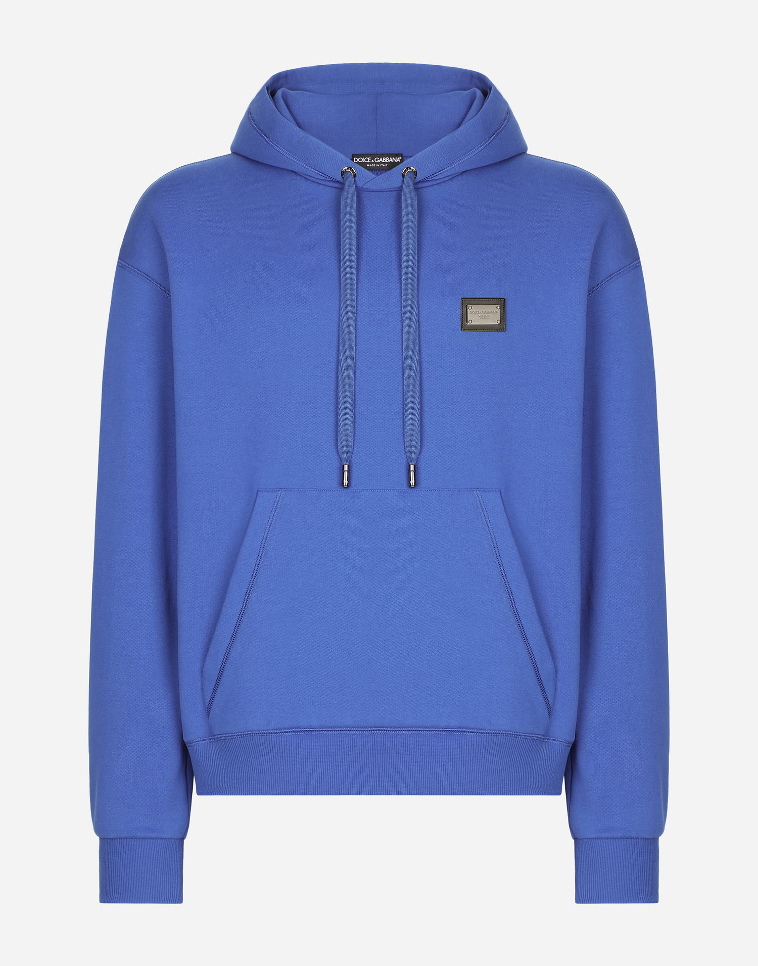 Mikina Dolce & Gabbana Jersey Hoodie With Branded Tag Modrá | G9ZU0TG7F2GBA232, 0