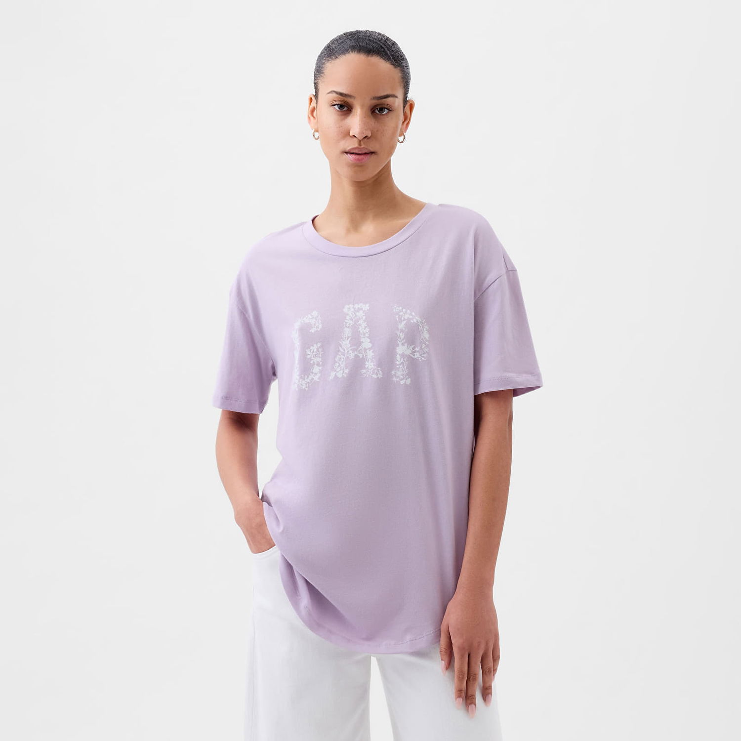 Tričko GAP Logo Boyfriend Tee Orchid Petal Fialová | 875093-02, 0