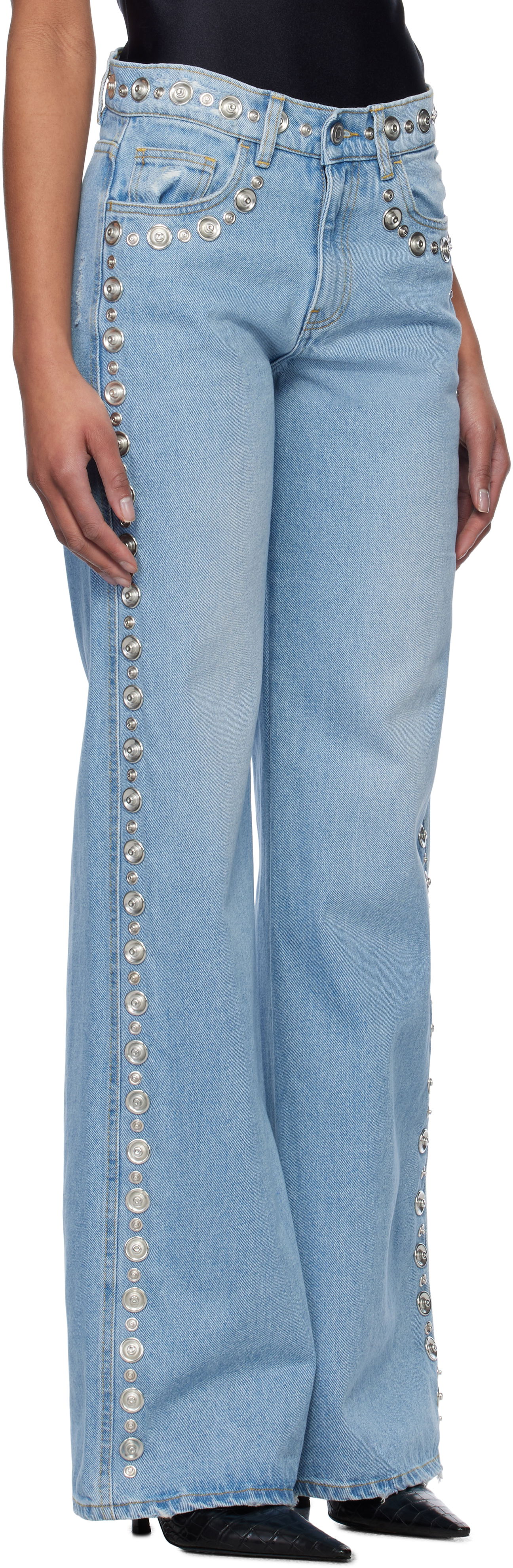 Džínsy Coperni Coperni Studded Wide Leg Jeans Modrá | COPP95STF2008, 1