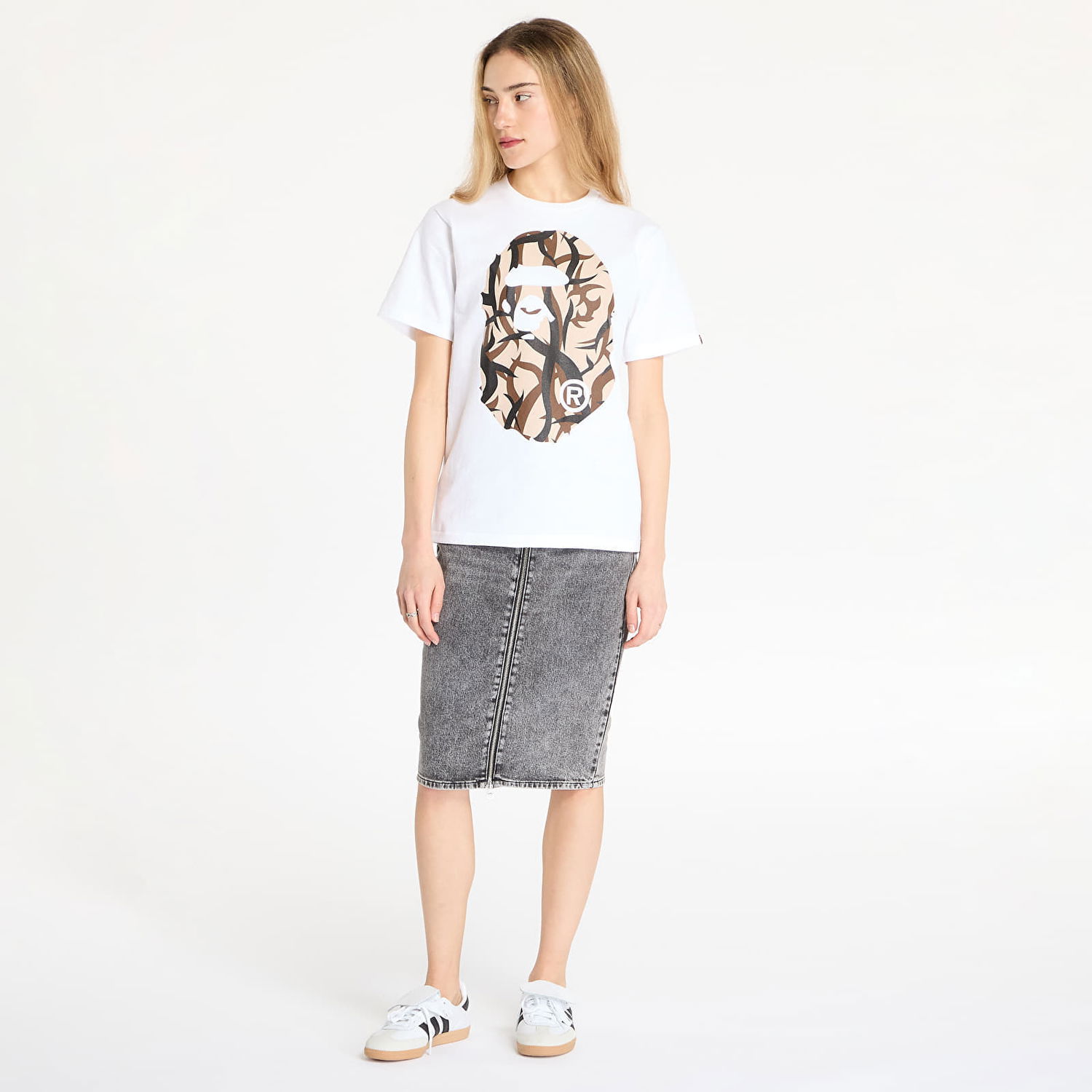 Tričko BAPE A BATHING APE Trial Camo Big Ape Head Tee Biela | 001TEL301034MWHA, 1