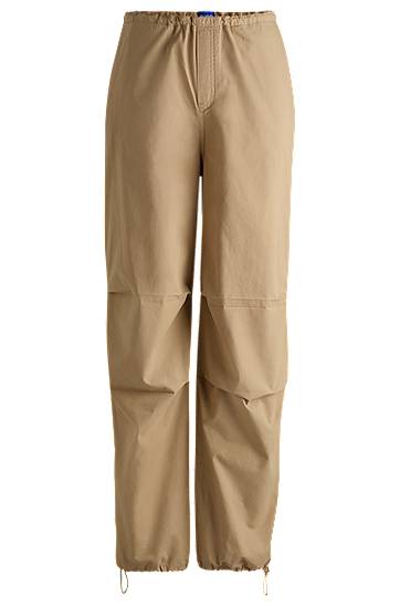 Cargo nohavice BOSS Baggy Parachute Cotton Canvas Trousers Béžová | 50527950