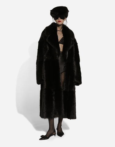 Kabáty Dolce & Gabbana Single-breasted Shearling Coat Čierna | F0W2DFFUP9BN0000, 2