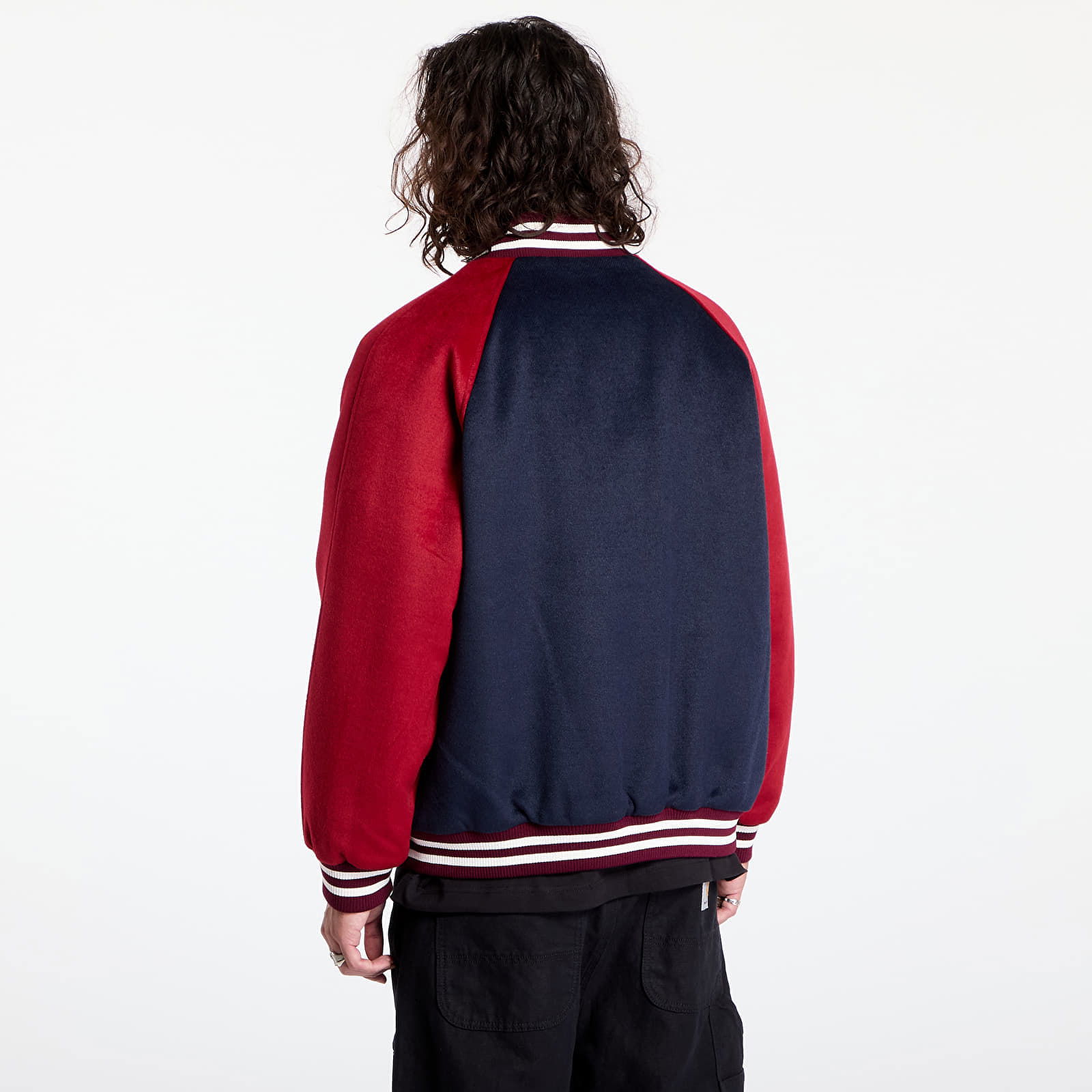 Wool Blend Crest Bomber Dark Night Navy/ Regatta Red