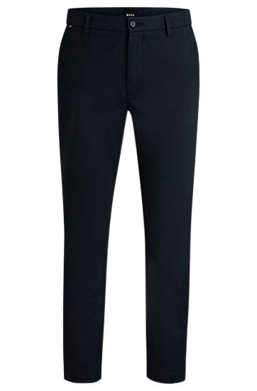 Nohavice BOSS BOSS Regular-Fit Cotton-Blend Twill Trousers Navy | 50524775, 0