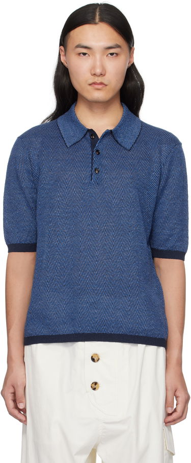 Polo tričko Bottega Veneta Bottega Veneta Chevron Knit Linen Polo Modrá | 809716V4VW04443, 0
