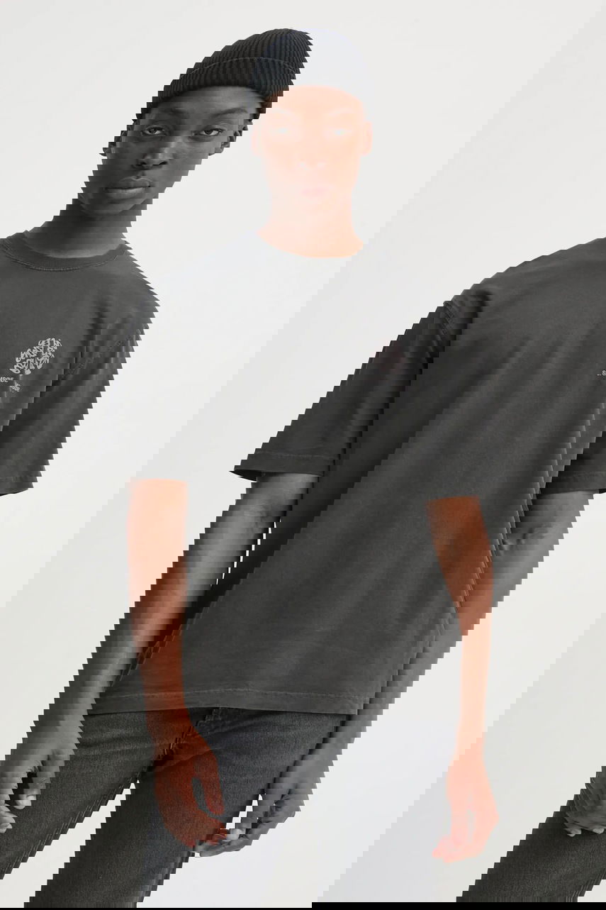 Tričko Samsoe Samsoe Printed Oversized Cotton SAJOURNAL T-Shirt Šedá | U24400006, 1