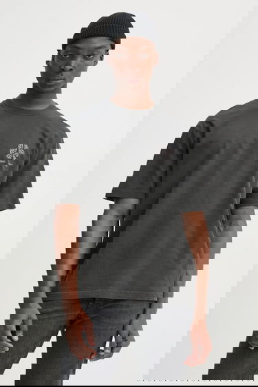 Tričko Samsoe Samsoe Printed Oversized Cotton SAJOURNAL T-Shirt Šedá | U24400006, 1