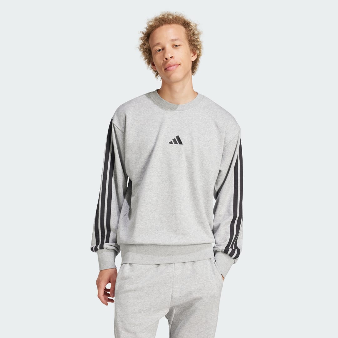 Mikina adidas Performance Essentials 3-Stripes French Terry Sweatshirt Šedá | JE6374, 0