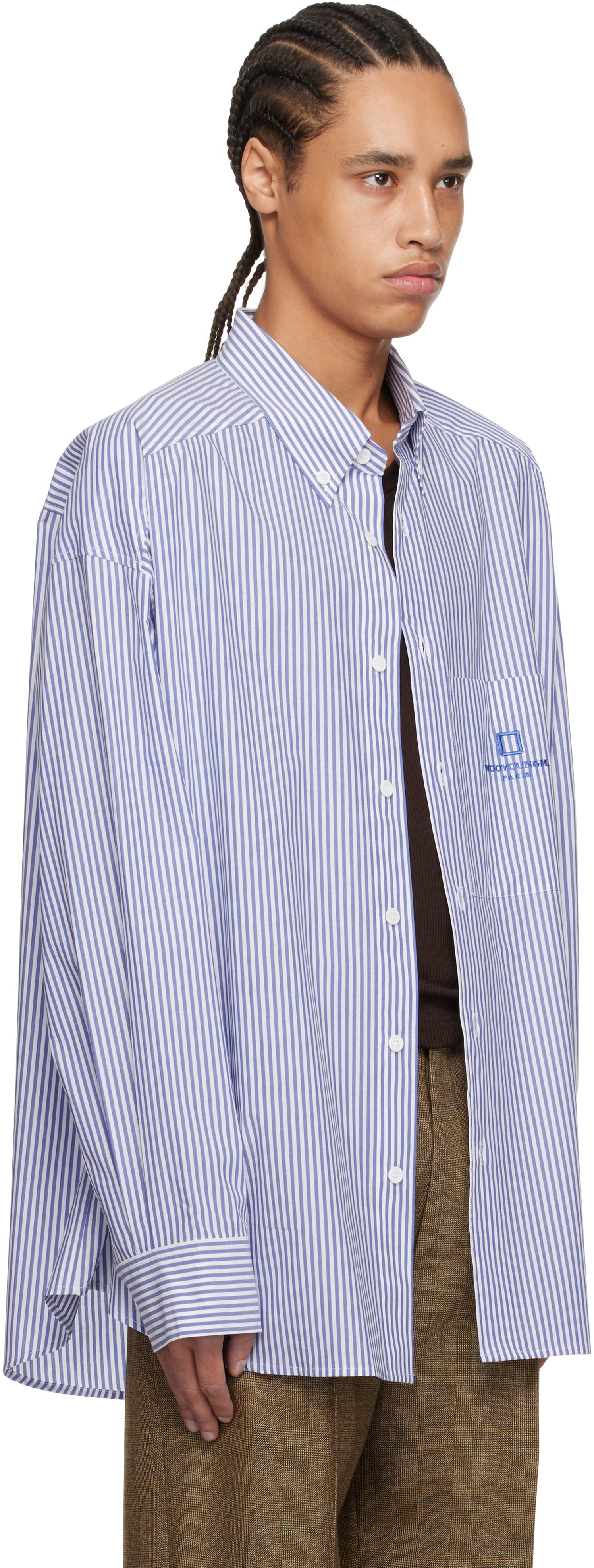 Košeľa WOOYOUNGMI WOOYOUNGMI Striped Cotton Shirt Modrá | W251SH12, 1
