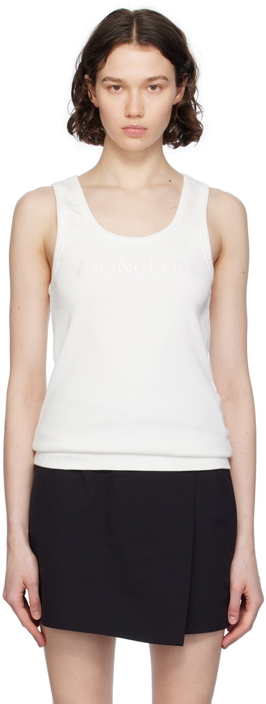 White Embroidered Tank Top