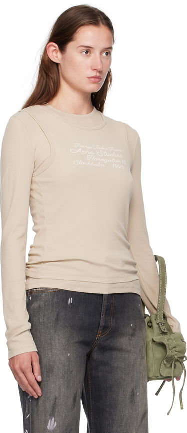 Tričko Acne Studios Acne Studios Layered Long Sleeve T-Shirt Béžová | AL0491-, 1