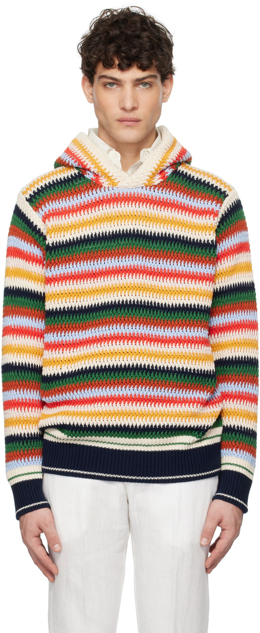 Sveter Orlebar Brown Kirk Striped Knit Hoodie Rôznofarebný | 280040