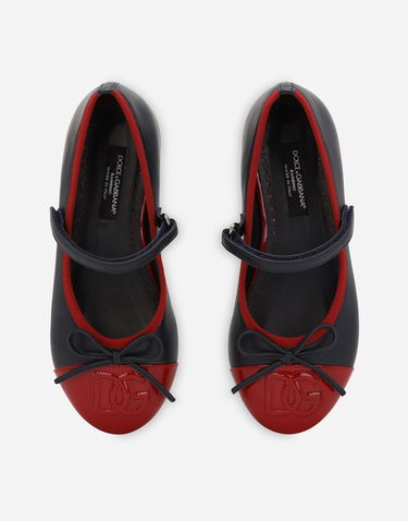 Tenisky a topánky Dolce & Gabbana Calfskin and Patent Leather Ballet Flats with Bow Navy | D11273A792489919, 3