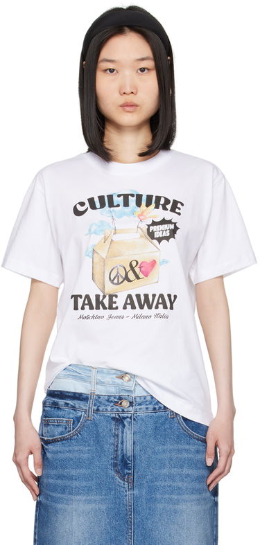 Tričko Moschino Moschino Jeans 'Culture Take Away' Graphic T-Shirt Biela | 242K10708, 0