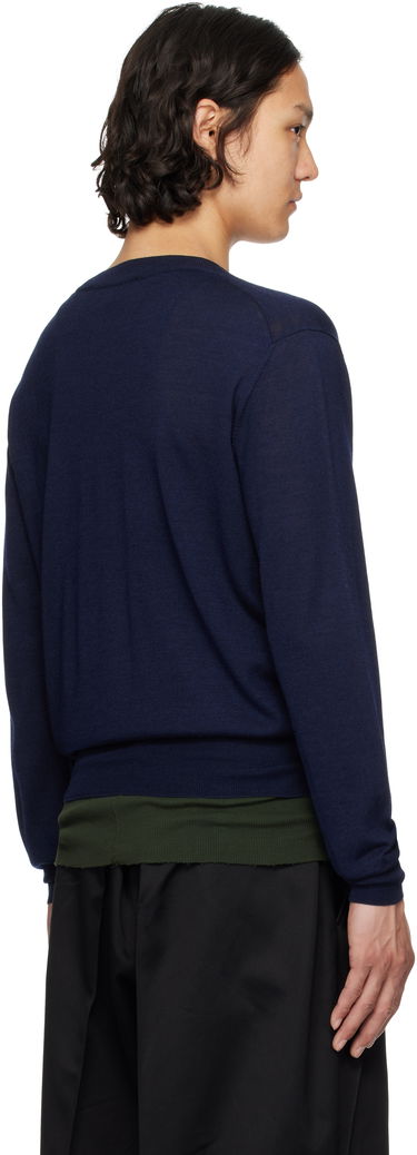 Sveter AMI AMI Paris V-Neck Wool Sweater Navy | HKS266.KN0066, 2