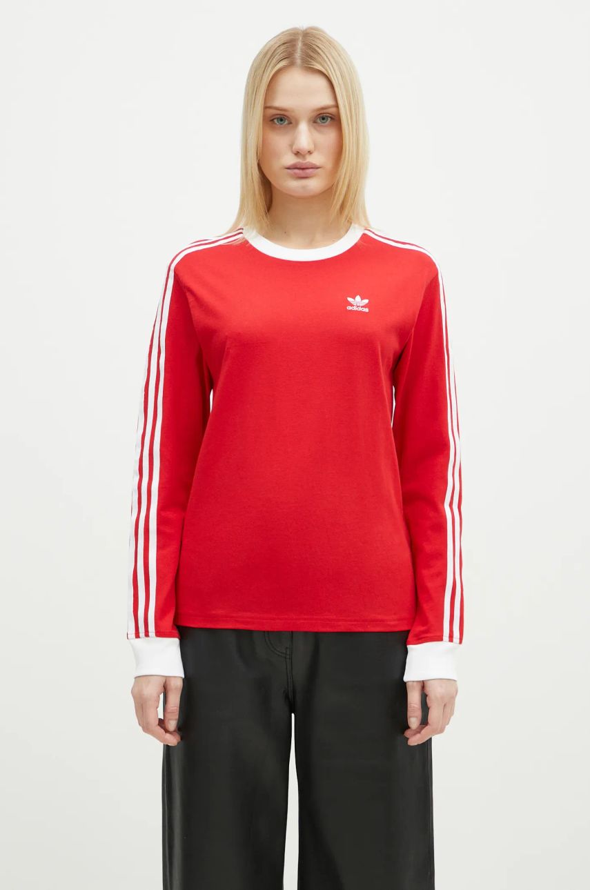 Tričko adidas Originals Adidas Originals Adicolor 3-Stripe Long Sleeve T-Shirt Červená | JC5777, 0