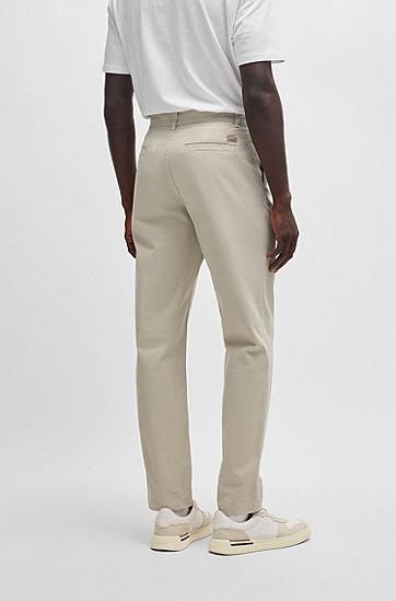 Nohavice BOSS Stretch Cotton Dobby Pleat-Front Chinos Béžová | 50529308, 1