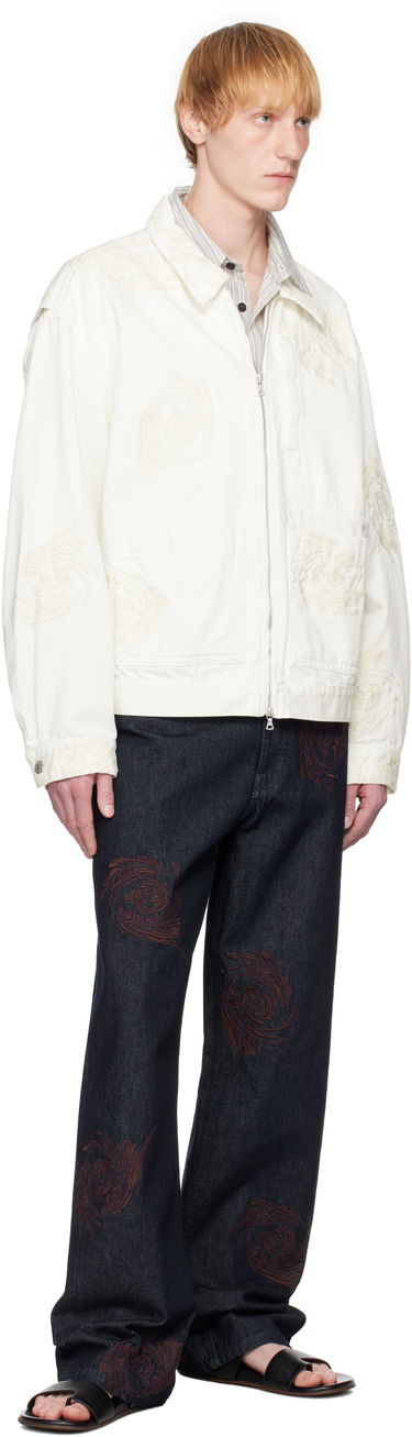 Bunda Dries Van Noten Dries Van Noten Embroidered Pattern Denim Jacket Biela | 251-080505-1555, 3