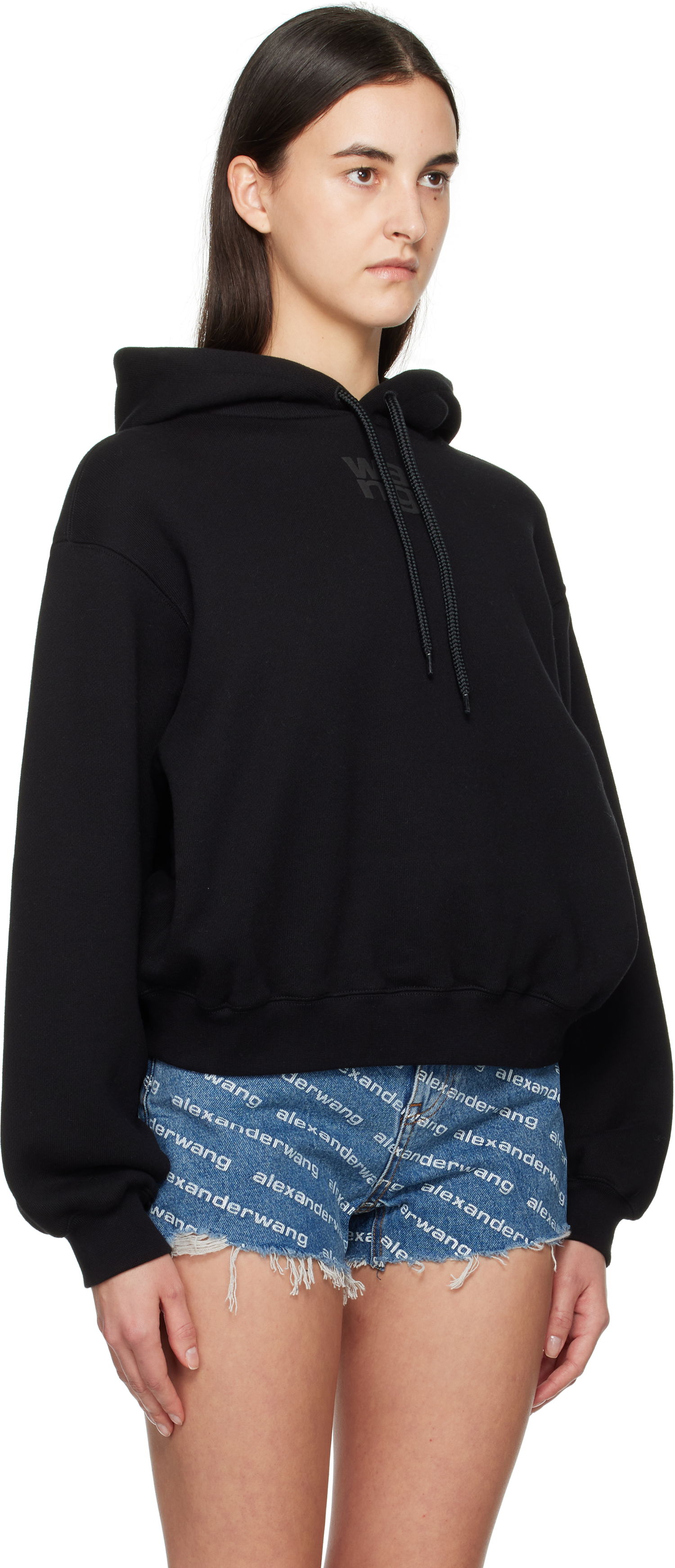 Mikina Alexander Wang Puff Logo Cropped Hoodie Čierna | 4CC3242101, 1