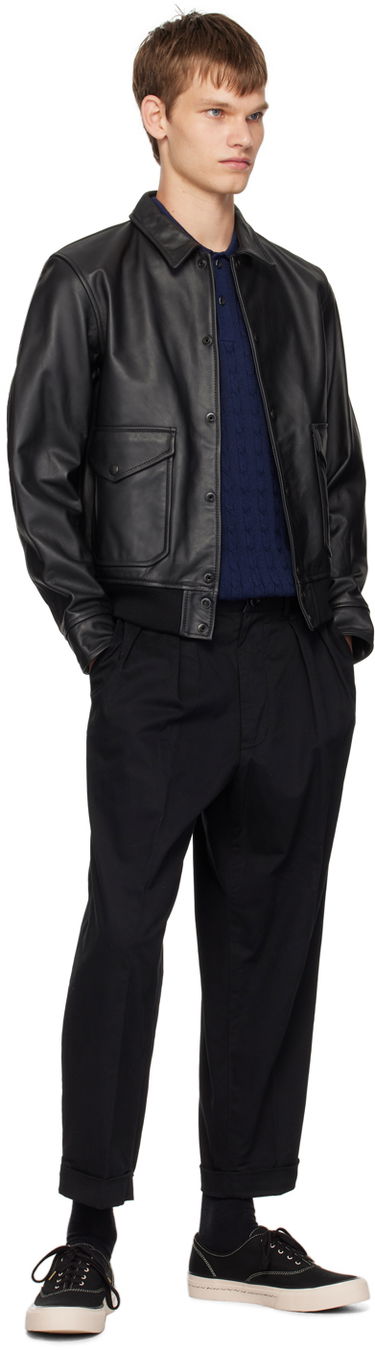 Bomber bunda BEAMS BEAMS PLUS Military Leather Bomber Jacket Čierna | 3818-0018-202, 3